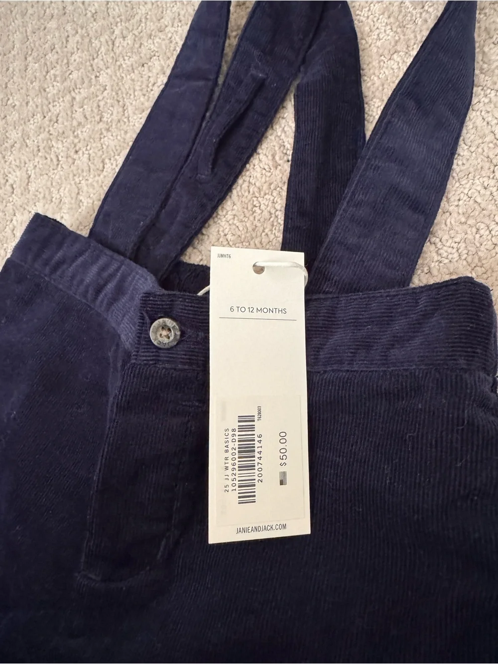 Janie & Jack Baby Corduroy Suspender Pant